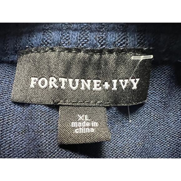 FORTUNE + IVY Sweater Pullover Zip Mock Neck Navy Women's Size XLarge New - Picture 3 of 13